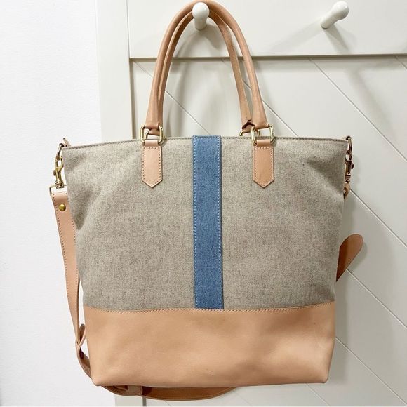 Monte & Coe Italian Wool Tote in Nude Crossbody Strap - Picture 6 of 12